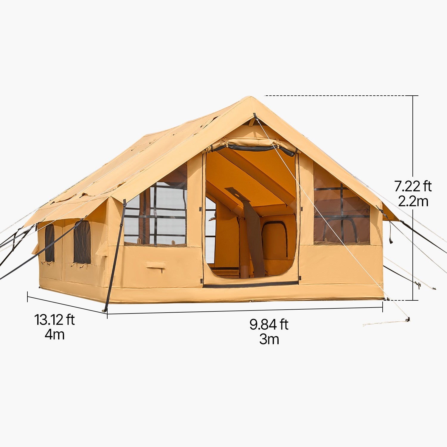 Inflatable Tent for Family Camping Tent 5-8 Person Window Glamping W/ Hand Pump