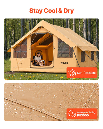 VEVOR Inflatable Tent for Family Camping Tent 5-8 Person Glamping with Hand Pump