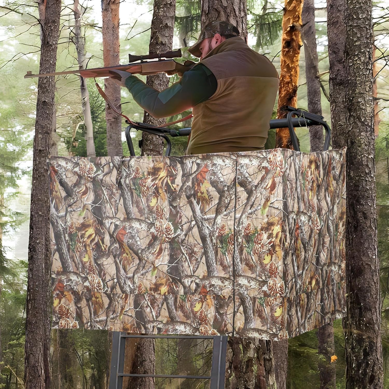 Hunting Tree Stand Blinds Cover Camouflage Universal Tree Stand Blinds Realistic